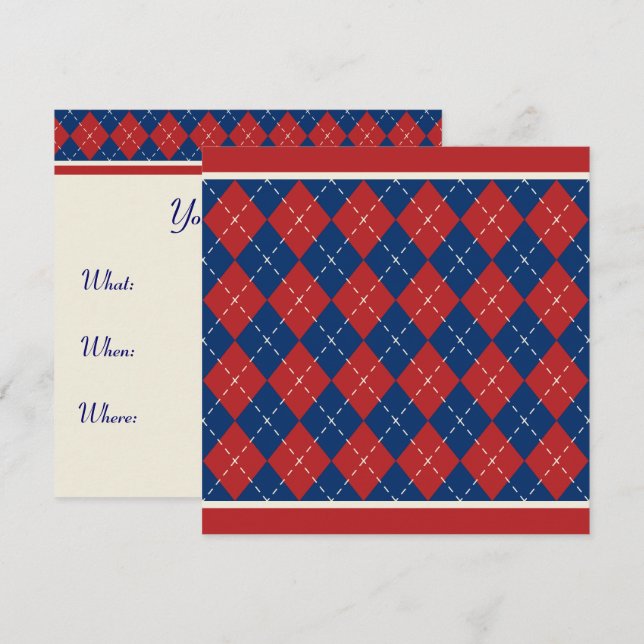 Patriotic Argyle Invitation (Front/Back)