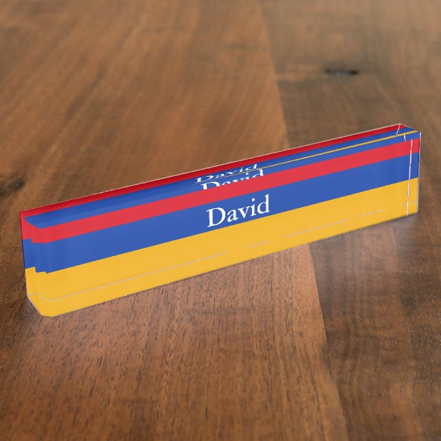 Patriotic Armenian Flag Desk Name Plate (Side)