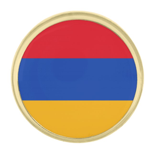 Patriotic Armenian Flag Gold Finish Lapel Pin (Front)
