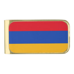 Patriotic Armenian Flag Gold Finish Money Clip
