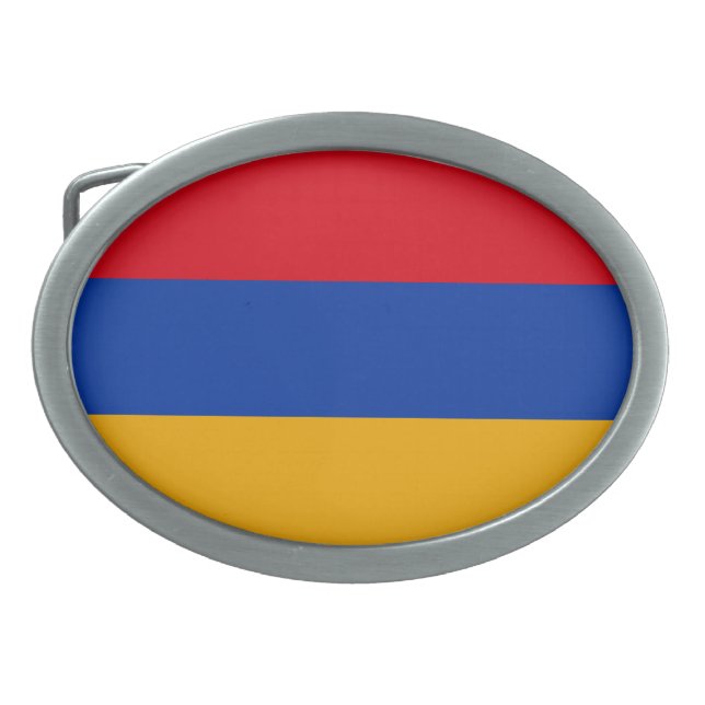 Patriotic Armenian Flag Oval Belt Buckle (Front)