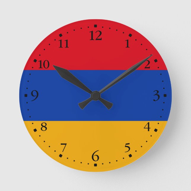 Patriotic Armenian Flag Round Clock (Front)