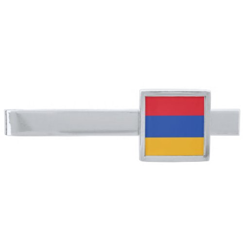 Patriotic Armenian Flag Silver Finish Tie Bar