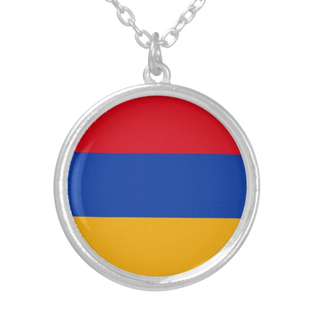 Patriotic Armenian Flag Silver Plated Necklace (Front)