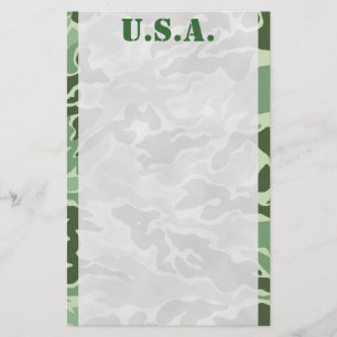 Patriotic Army Custom Green Camouflage Stationery