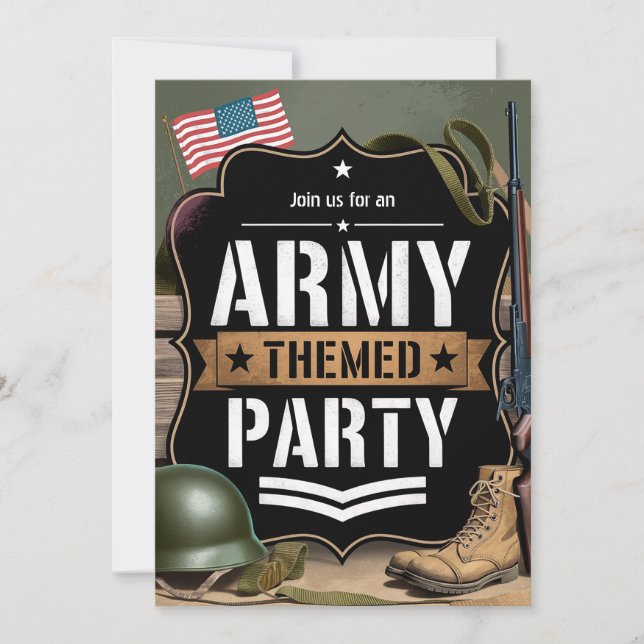 Patriotic Army-Themed Party Military Celebration Invitation (Front)