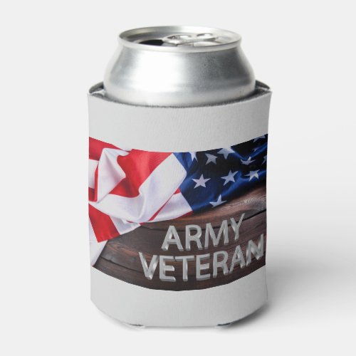 Patriotic Army Veteran Can Cooler