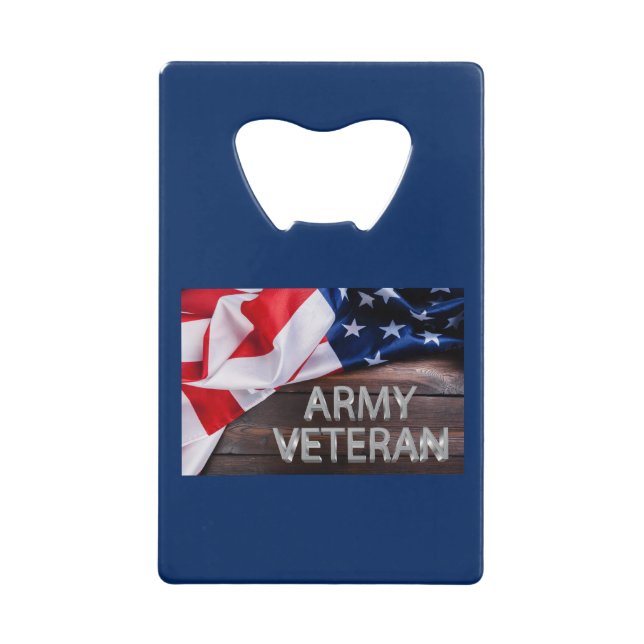 Patriotic “Army Veteran” Credit Card Bottle Opener (Front)