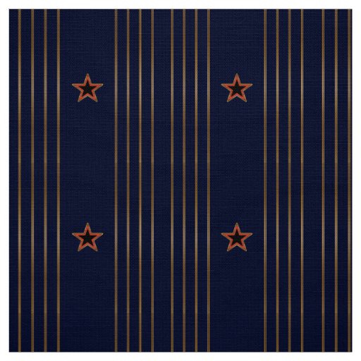 Patriotic Art Deco - Gold Stripes Red Star on Navy Fabric