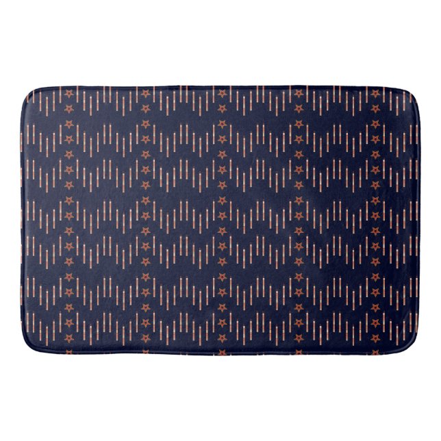 Patriotic Art Deco - Red Ivory on Navy Blue v2 Bla Bath Mat (Front)