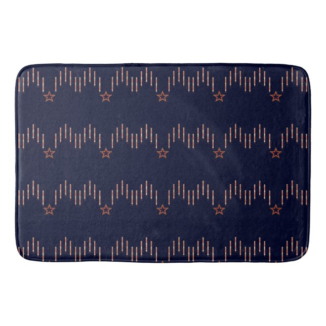 Patriotic Art Deco - Red Ivory on Navy Blue v3 Bla Bath Mat (Front)