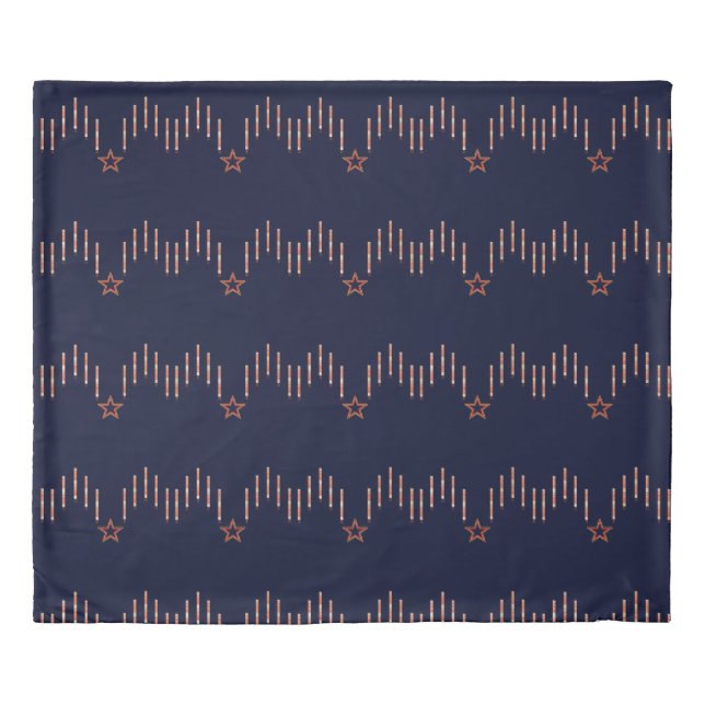 Patriotic Art Deco - Red Ivory on Navy Blue v3 Bla Duvet Cover (Front)