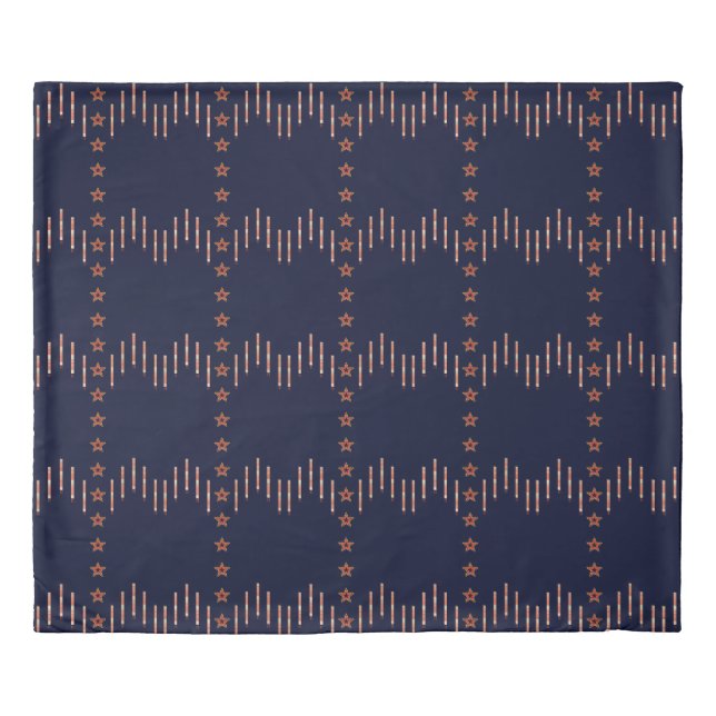 Patriotic Art Deco - Red Ivory on Navy Blue v4 Duvet Cover (Front)