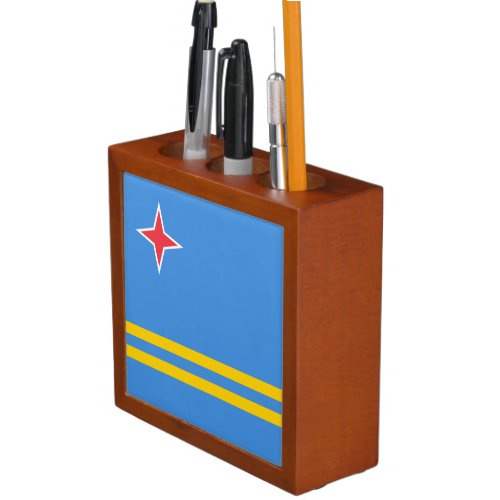 Patriotic Aruba Flag Desk Organizer