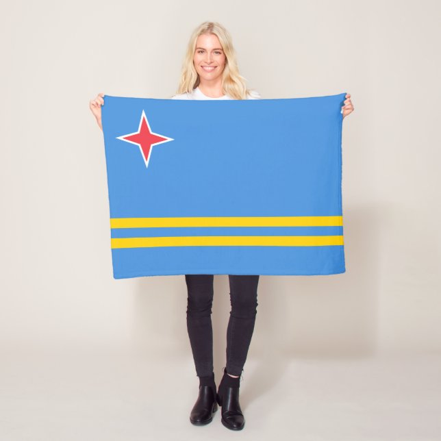Patriotic Aruba Flag Fleece Blanket (In Situ)