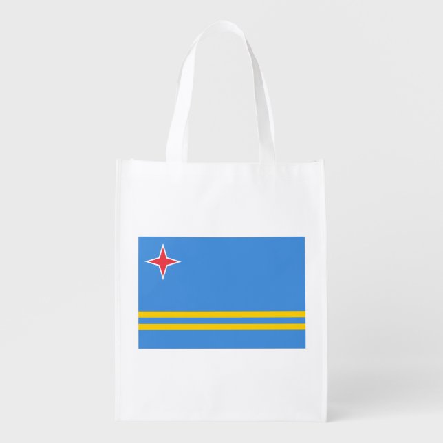 Patriotic Aruba Flag Grocery Bag (Front)