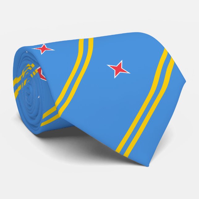 Patriotic Aruba Flag Neck Tie (Rolled)