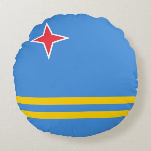 Patriotic Aruba Flag Round Pillow