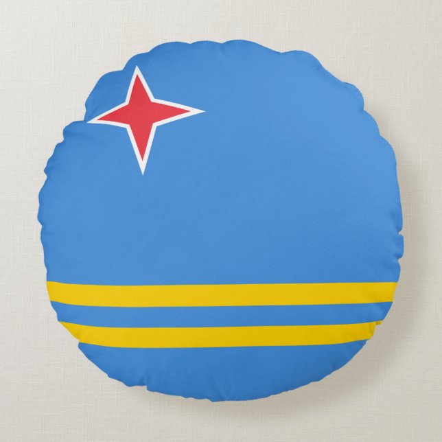 Patriotic Aruba Flag Round Pillow (Front)