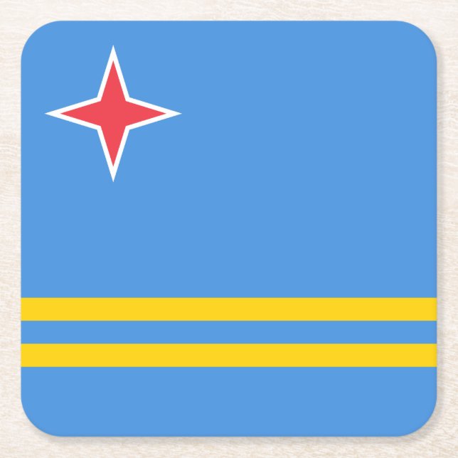 Patriotic Aruba Flag Square Paper Coaster (Front)