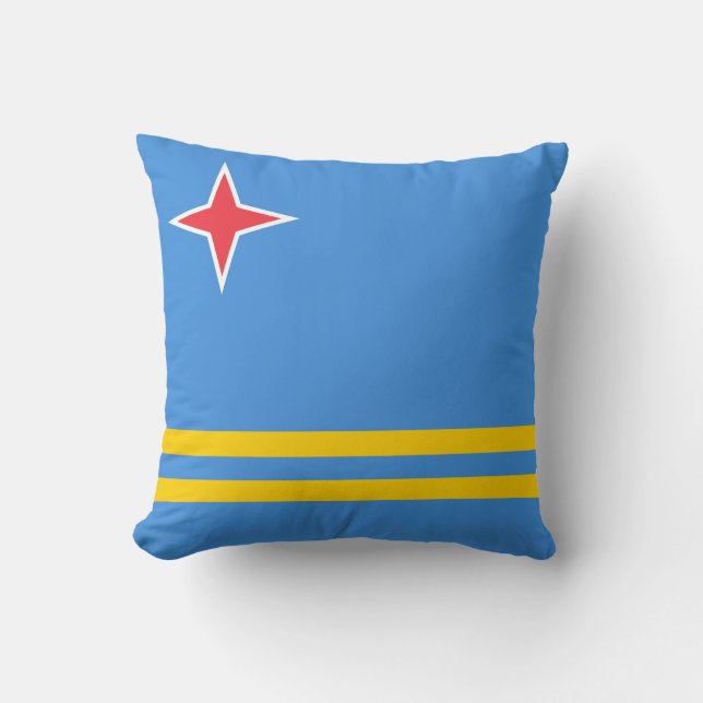 Patriotic Aruba Flag Throw Pillow (Front)