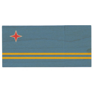 Patriotic Aruba Flag Wood Flash Drive