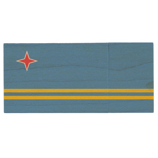 Patriotic Aruba Flag Wood Flash Drive (Front)