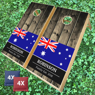 Patriotic Australia & Australian Flag wood/ Family Cornhole Set