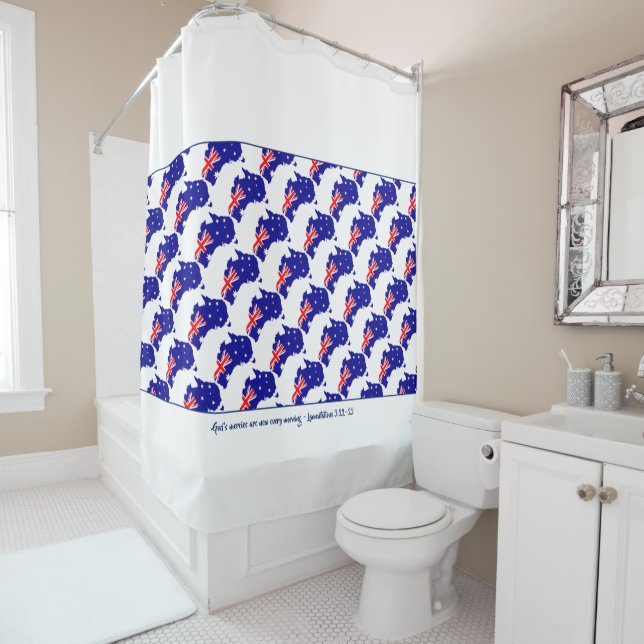 Patriotic AUSTRALIA FLAG Customized Scripture Shower Curtain (In Situ)