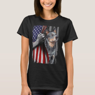 Patriotic Australian Cattle Dog American Flag Dog T-Shirt