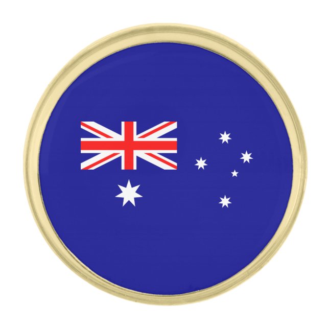 Patriotic Australian Flag Gold Finish Lapel Pin (Front)