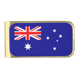 Patriotic Australian Flag Gold Finish Money Clip