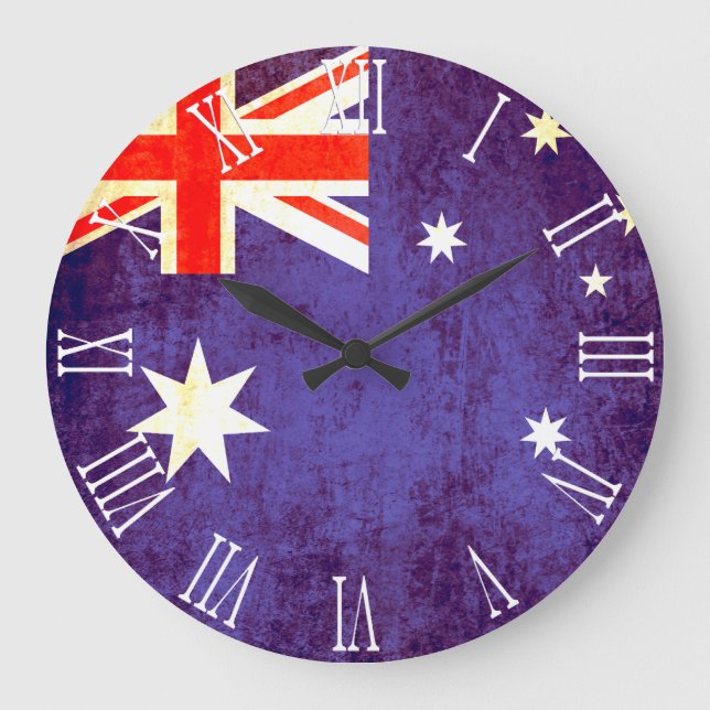 Patriotic Australian flag roman numeral wall clock (Front)