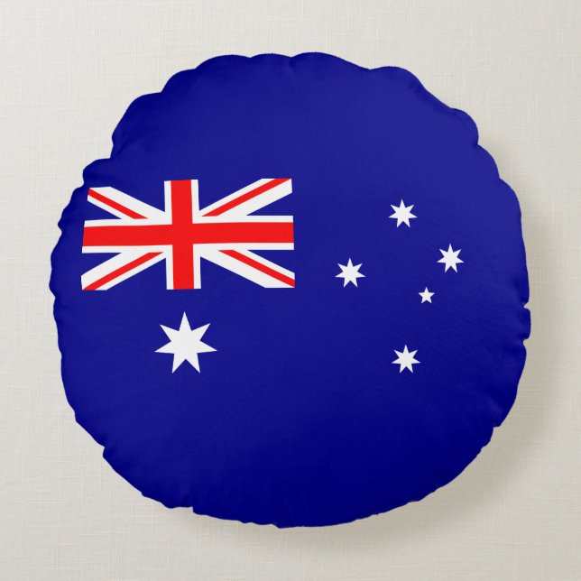 Patriotic Australian Flag Round Pillow (Front)