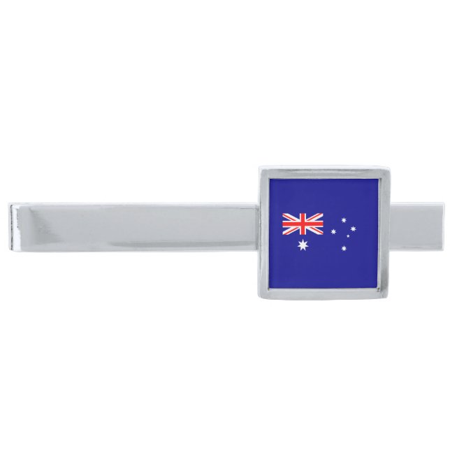Patriotic Australian Flag Silver Finish Tie Bar (Front)