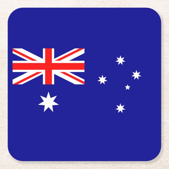 Patriotic Australian Flag Square Paper Coaster (Front)