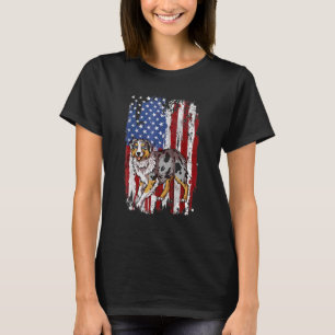 Patriotic Australian Shepherd American Flag 4th Of T-Shirt