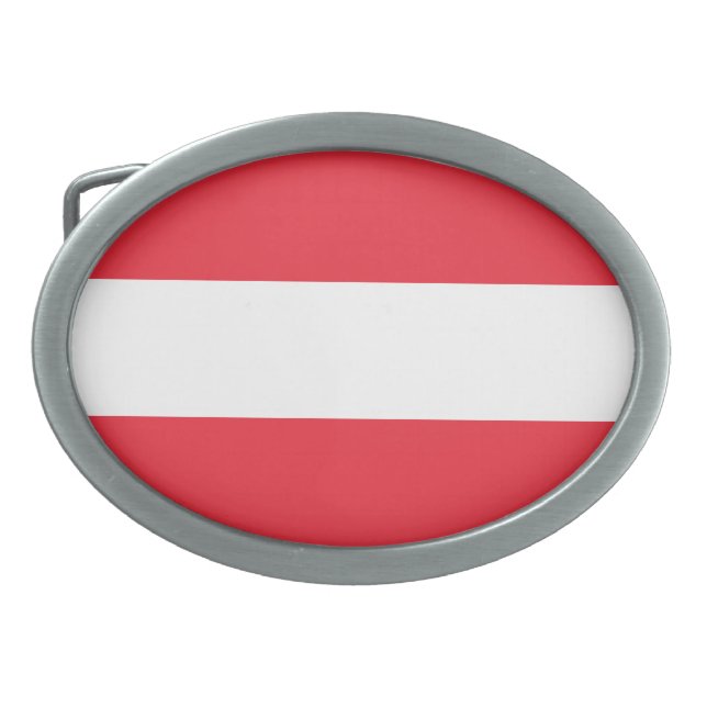 Patriotic Austrian Flag Oval Belt Buckle (Front)