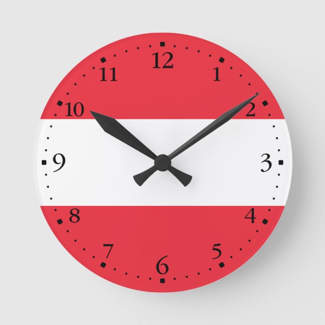 Patriotic Austrian Flag Round Clock (Front)