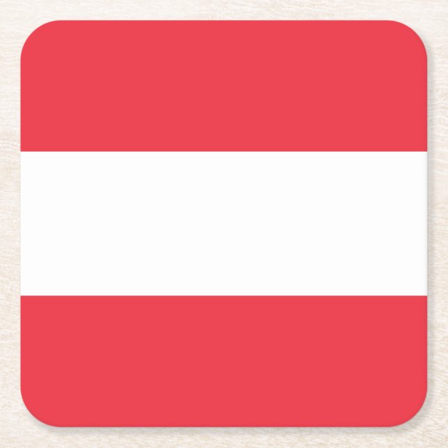 Patriotic Austrian Flag Square Paper Coaster (Front)