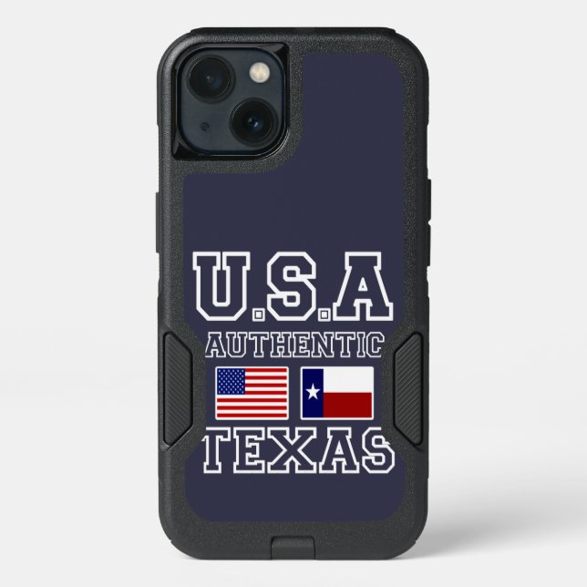 Patriotic Authentic U.S.A and Texas Otterbox iPhone Case (Back)