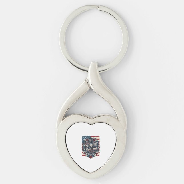 Patriotic Autumn Leaves Vector Graphic Tee Keychain (Front)