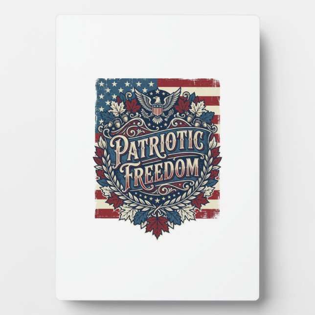 Patriotic Autumn Leaves Vector Graphic Tee Plaque (Front)