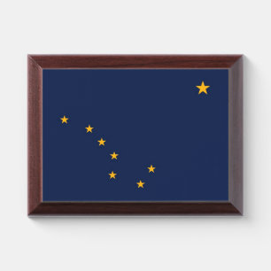 Patriotic award plaque with flag of Alaska, USA