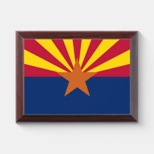 Patriotic award plaque with flag of Arizona, USA