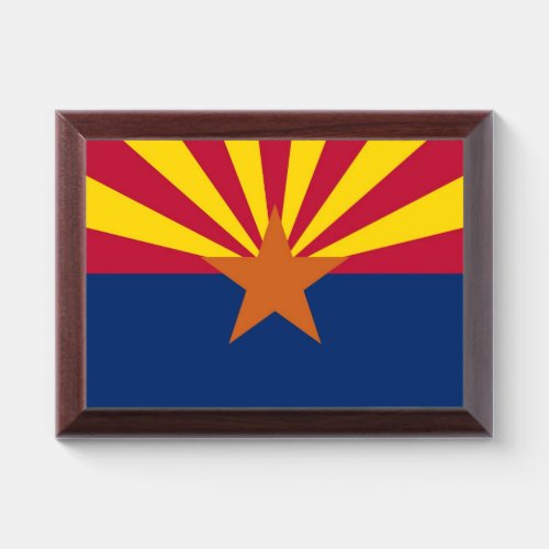 Patriotic award plaque with flag of Arizona USA