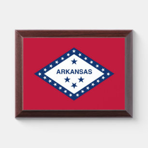 Patriotic award plaque with flag of Arkansas, USA