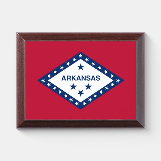Patriotic award plaque with flag of Arkansas, USA (Horizontal)