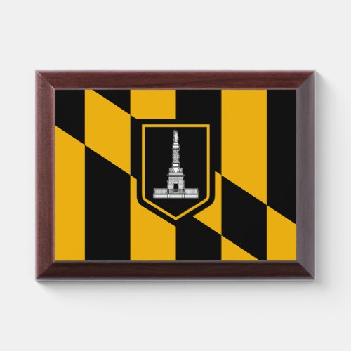 Patriotic award plaque with flag of Baltimore