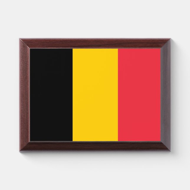 Patriotic award plaque with flag of Belgium (Horizontal)